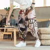 Pantalons pour hommes imprimés hommes Baggy Harem Hip Hop Joggers Causal Pantalon ample Entrejambe Large Coton Lin