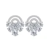 Stud Earrings Fashionable And Versatile 925 Silver Semi-circular Diamond Inlaid European American Instagram Style