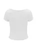 Women's T Shirts 2024 Summer Ruched Croped Tops Solid Color Short Sleeve Square Neck Slim Show Navel T-shirt