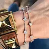 Chain Trendy Zirconia Crystal Stars Slave Chain Armband för kvinnor Finger Hand Silver Color Stars Charm Armband Delicate CZ Armband Q240401