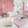 Scandinavische stijl tapijten voor woonkamer dambord slaapkamer decor nachtkastje tapijt girly geruite pluche vloermat groot gebied lounge tapijt 240401