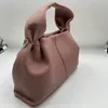 Molnväskor för kvinnor med franska lyxmärke äkta läder kohud enkel dumpling form axel handväska 240326