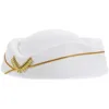 Berets Bow White Beret Hat British Stewardess Flight Hovstemten Costume Air Hostess Cap för tillbehör