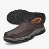 Buty zwykłe lihuamao miękki skórzany poślizg na motorach spacery na zewnątrz dla mężczyzn Oxford Sport Sneaker Lace Up Work Street Style