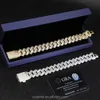 Fina smycken Armband 925 Silverguldpläterad baguette VVS D Diamond Moissanite Cuban Link Chain Armband Män kvinnor