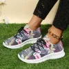 Shoes Fashion Sneakers for Women Flower Print LaceUp Casual Shoes Outdoor Breathable Running Footwear Lady Vulcanized Shoe Plus Size