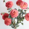 Decorative Flowers 31.6" Artificial Dahlia Blossom Branch-Dusty Coral Pink Faux Flower Stem DIY Florals|Wedding/Home Decoration/Bouquet |