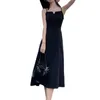 Small robe noire de style français Sous-gardée Femme 2024 Printemps / été Nouvelle mousseline longue jupe