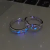 Cluster Rings Fashion Blue Green Luminous Light Star Ring Glow In Dark Fluorescent Women Men Couple Adjustable Finger Jewelry