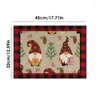 Masa Paspasları 4pcs Noel Teması Placemat Keten Yemek Kase Kahve Kupa Pad Mat 2024 Navidad Ev Mutfak Süslemeleri