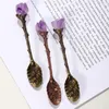 Kaffescoops 3st Mixing Spoon Natural Arts Crafts Vintage Style Hand-snidade bordsartiklar Copper Crystal Tea Set Accessories