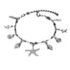 Богемные браслеты с подвеской в виде ракушки морской звезды для женщин, модные браслеты на щиколотке Sier Color Conch на ноге, пляжные аксессуары в стиле бохо