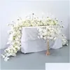 Fleurs décoratives couronnes luxueuse mariage blanc rose orc fleuriste arrangement coureur de coureur de banquet événement décor de décoration de table de balle de fête dro dro dhsoc