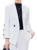 Yitimuceng Slim Blazers for Women Office Ladies Fashion Long Sleeve Coats Solid Lapel Double Breasted Pant Suits 240319