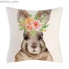 Pillow Case Happy Easter Cushion Cover Bunny Eggs Printed Rabbit case Home Decorative Throw Case Y240407