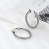 Hoop Earrings Lovely Oval Grid Shape Earring Stainless Steel Jewelry Color And Gold Brand Wholesale