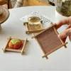 Bandejas de chá chinês bambu quadrado teacup esteira casa lanche placa frutas pu 'er conjunto retro pote rolamento acessórios cozinha