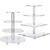 Bakeware Tools 4 Tier Acrylic Cake Stand Cupcake Tower Square Round Display Rack Dålig godishållare för bröllop födelsedagsfest