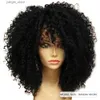 Perruques synthétiques 16 pouces Africain Twisted Curly Wig avec frange Soft and Embluffy Synthetic Fiber Lace Free Wig adapté pour une utilisation quotidienne dans le jeu de rôle Y240401