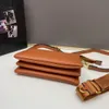 letter logo zipper leather shoulder bags medium female brown detachable adjustable shoulder strap