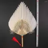 装飾的な置物zhuge liang white pigeon feathers handファンパーソナライズされた竹茶ファン古い結婚式の装飾カーニバル