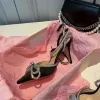 Mach Satin Bow Slingbacks Pumps Crystal Embellished Evening shoes 6cm stiletto Heels sandals women kitten Heel Luxury Designers ankle strap Dress shoe