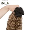 Synthetic Wigs Bella Synthetic Hair s Curly Hair Bundles With Closure Water Wave Synthetic Bundles 9Pcs 20 inch Ombre Brown For Women Y240401