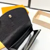 Designer women's wallet Triple fold large capacity pure cowhide solid color flower letter bag card box card clip double fold wallet