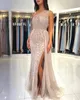 One Shoulder Crystal Mermaid Prom Dress Beading Formell Evening Evening Elegant Splites For Special OCNS Golvlängd Robe de Soiree