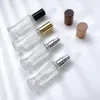 Aufbewahrungsflaschen 3 ml 5 ml 10 ml 20 ml 30 ml 50 ml Quadratische Klarglas-Sprühflasche Probenfläschchen Tragbarer Parfümzerstäuber Gold Silber Schwarze Kappe