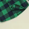 Pudcoco Toddler Button Down Tops Long Sleeve Plaid Pocket Flannel Blouse Shirt for Baby Boys Spring Fall 1-5T 240314