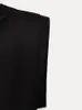 Seksowna czarna dzielona podkładka na ramię bez rękawów Bodycon Dres zamek błyskawiczny Slim Midi Sukienki 2024 Elegancka żeńska szata na imprezę 240327