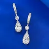 Lente Qiaoer 925 Sterling Zilver 712 MM Crushed Ice Cut Peer Hoge Koolstof Diamanten Edelsteen Drop Dangle Oorbellen Fijne Sieraden 240401