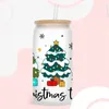 ウィンドウステッカーUV DTFクリスマスギフトツリープリント16オンスのフルラップLibbey Glass Can Sublimation DIY防水D3520