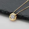 Smycken iogou real d vvs1 moissanite neclaces 6.5mm rund hänge för kvinnor 100% sier gul guld färg fin smycken grossist