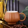 Mugs 280ML Round Shaped Pumpkin Design Ceramic Coffee Cups Large Handle Office Water