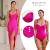 Maillots de bain pour femmes 2024 Maillot de bain Sling Perle Décor Rose One Piece Femmes Robe de vacances Beachwear Maillot de bain de luxe Sexy Bikini Deux