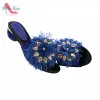 Pumps 2021 Chaussures de design italien à la mode en bleu royal Slingbacks Slipper Chaussures de dames africaines pour mariage