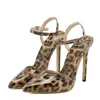 Dress Shoes 2024 New Thin High Heels Women Pumps Sexy Leopard Grain Toe Stiletto Sandals Summer Party Dress Ankle Strap Shoes H240401