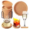 Tapis de Table en liège pour boissons, support rond à rabat, anti-fuite, tasses absorbantes réutilisables, fournitures de fête à café
