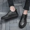 Casual Shoes High Quality Brand Men's Genuine Leather Thick Soled Work Clothes Lace Up Business Banquet Formal