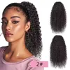 Rabo de cavalo Mulheres Cabelo Humano Extensão de Rabo de Cavalo Marrom Escuro Indiano Virgem Kinky Curly Dstring Pony Tails Navio Drop Delivery Produtos Exte Dhyjt