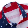 Męskie koszule 2024 American Flag Hawaiian Shirt Tops 3D Drukowane guziki Oważne krótkie rękawowe odzież plażowa