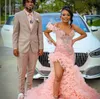 2024 ASO EBI Pink Mermaid Prom Dress Beaded Lace Flowers Evening Formal Party Second Reception 50th Birthday Engagement Gowns Dresses Robe de Soiree ZJ311