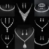 Waardevolle Lab Diamond Sieraden set Sterling Zilveren Bruiloft Ketting Oorbellen Voor Vrouwen Bruids Verlovingssieraden Cadeau r9hL #