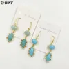 Dangle Earrings WT-E735 Latest Long Drop Shape Tiny Cubic Zircon Around Stone For Women Anniversary Colorful Gemstone Hook Earring Finding