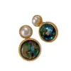 stud stud retro green paint colorf abalone shell arics arcors ladies luxury design Natural Pearl Jewelry Gift Drop Drop