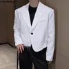 INCERUN Tops Mens Sólidos Hem Emendado Borracha Design Terno Casacos Casual Streetwear Bem Ajustado Manga Longa Blazer S5XL 240321