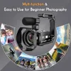 Caméra vidéo 5K haute résolution avec caméscope 64 MP, vision nocturne infrarouge, zoom 18X, WiFi, écran tactile, carte SD 32 Go, microphone – Parfait pour les vloggings YouTube