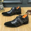 Robe chaussures mocassins pour hommes bout pointu mixte noir Slip-on épais talons hauts fête mode mariage quotidien hommes faits à la main